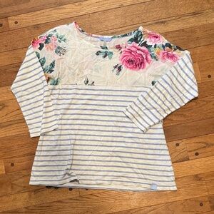 Joules Floral Top with Pink and Green Accents